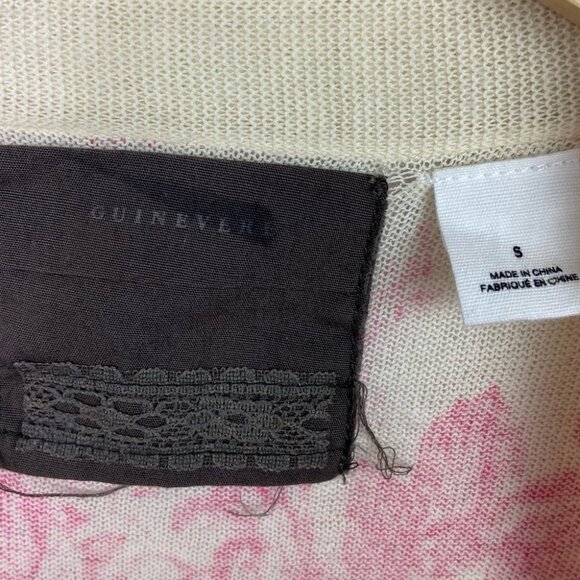 ANTHROPOLOGIE Pink Floral Duster Cardigan Festival Knit Sweater Size Small Boho - Picture 5 of 11